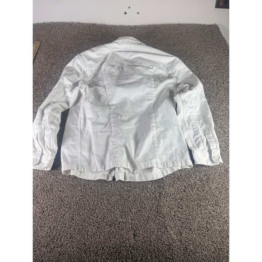 H&M Twill Shirt Jacket Women's White Full Zip Utility Overshirt Coat Classic - S
